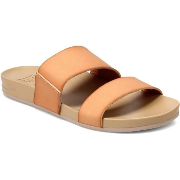Reef Womens Cushion Vista Slide Sandals Vegan Leather Soft Arch Support - Picture 1 of 7